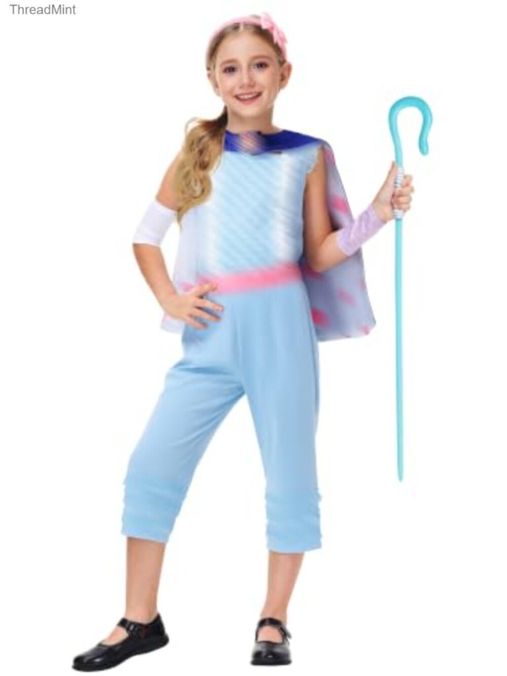 Kids Halloween Shepherdess Costume Tank Top and Pants Set with Arm Bands 3-14Y
